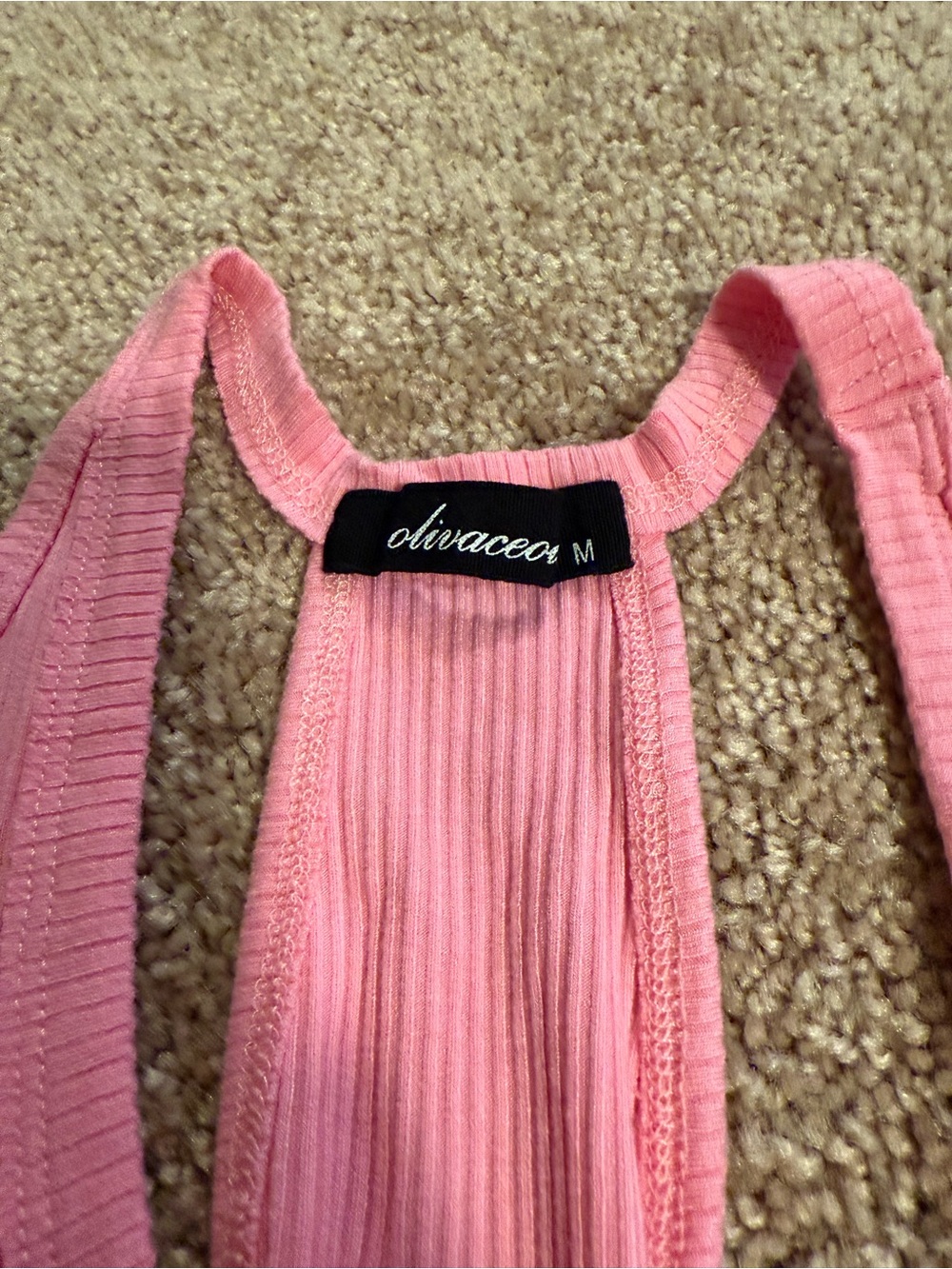 Olivaceous Pink Ribbed Racerback Bodysuit - Picture 2 of 3